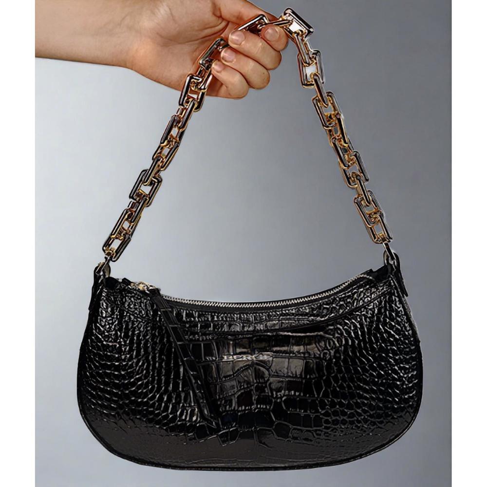NEW BERGE women's terra zip top handbag in black